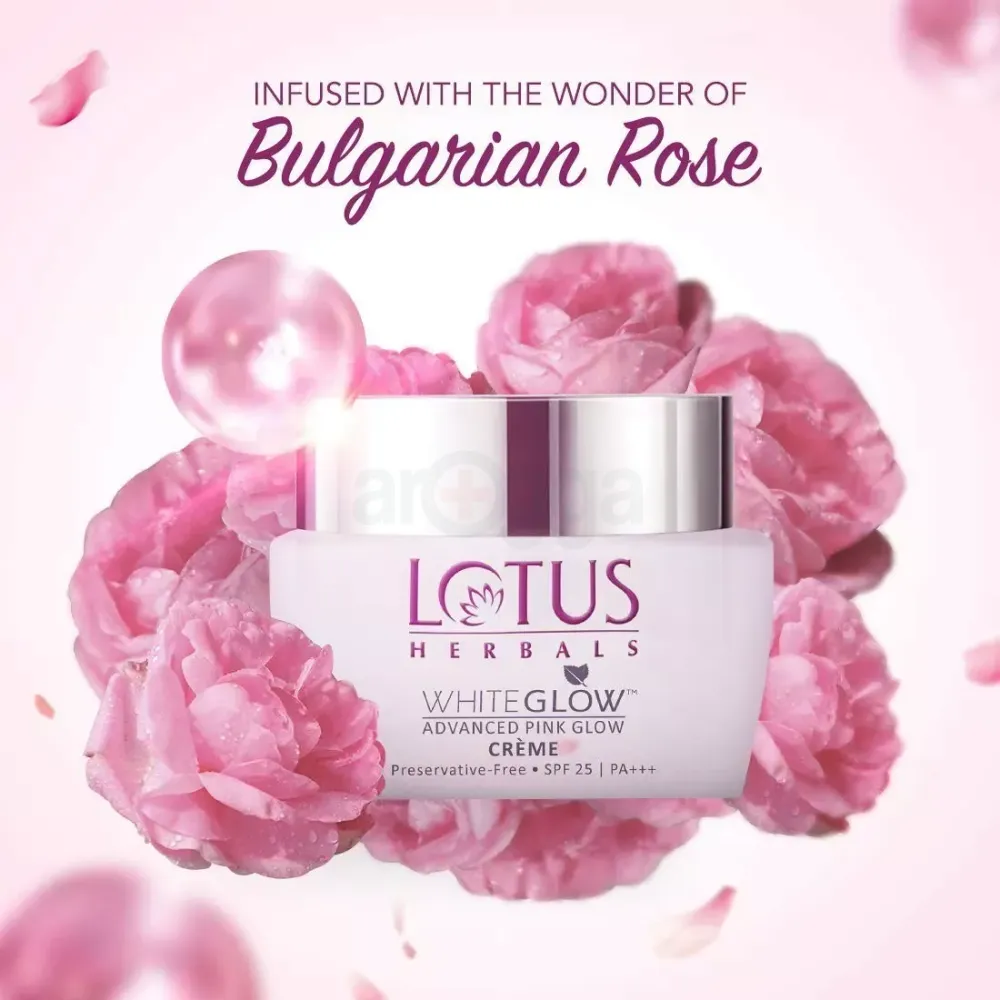 ​Lotus Herbals WhiteGlow (PurGlow) Advanced Pink Glow Brightening Cream SPF 25 PA+++ (35g)